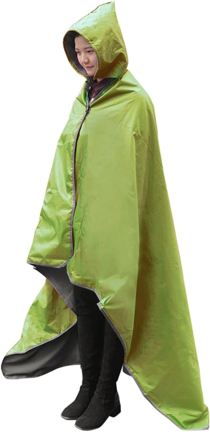 DUKUSEEK Waterproof Blanket Outdoor Hooded Blanket Poncho  Large 79x56 Portable Windproof Fleece Blankets for Cold Weather Camping Picnic Sports Boat Dogs Festivals Car Emergency