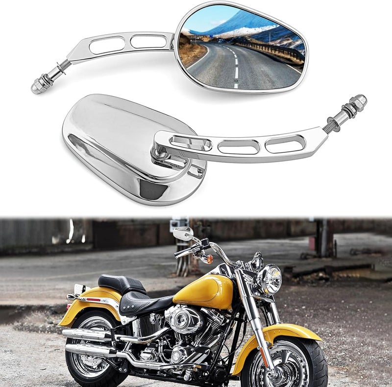 WSays Sportster Rear View Mirror Hollow Side Mirror Compatible with Harley Dyna Softail Touring Chrome - Image 1