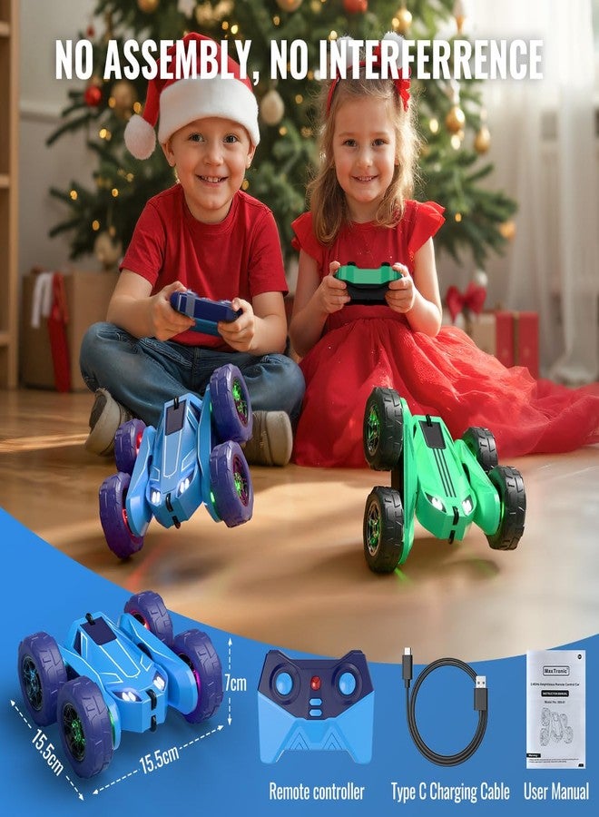 MaxTronic Remote Control Car, Rechargeable RC Cars & Remote Controller - 20km/h Double Sided 360° Rotation Stunt Stunt Crawler with LED Lights for Boys Girls Aged 3-13 - Image 5