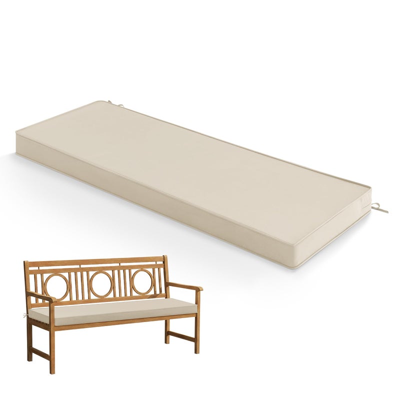 Summsun Outdoor Bench Cushion: Waterproof and Fade Resistant Patio Furniture Cushions - Non-Slip Bench Pad Cushion with Removable Cover for Garden Swing Porch Sofa Settee, 48 x 18 x 3 Inch, Beige - Image 1