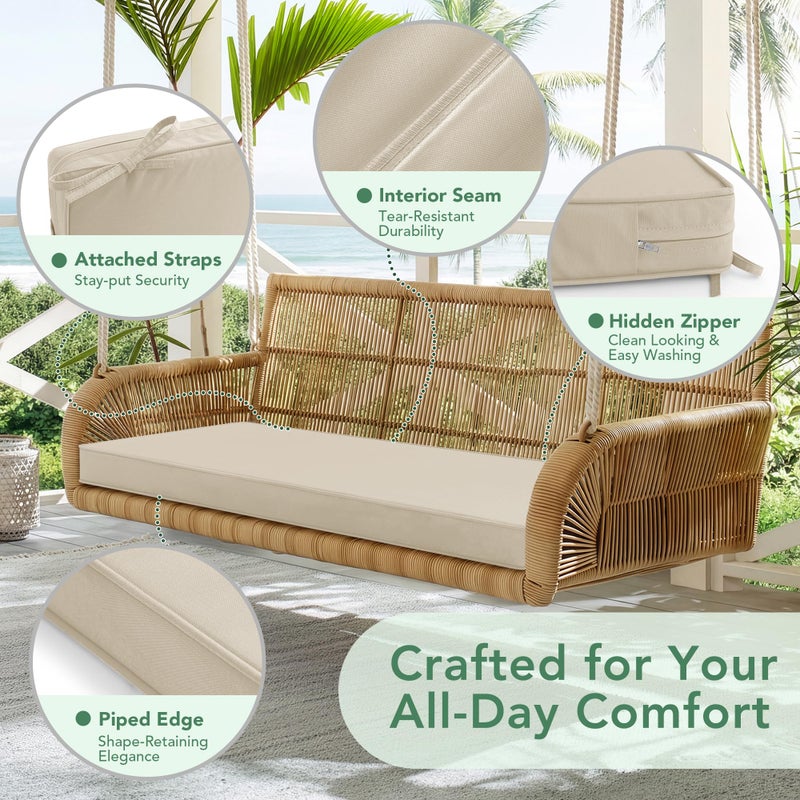 Summsun Outdoor Bench Cushion: Waterproof and Fade Resistant Patio Furniture Cushions - Non-Slip Bench Pad Cushion with Removable Cover for Garden Swing Porch Sofa Settee, 48 x 18 x 3 Inch, Beige - Image 4