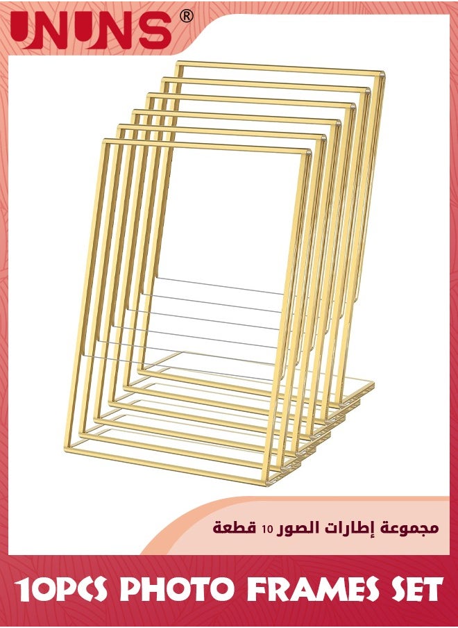 UNUNS 6 Pack 5 x 7 Acrylic Gold Frame,Slanted Back Table Sign Holder For Wedding Table Numbers,Restaurant Signs,Photos and Art Display Visit the Store  - Image 1