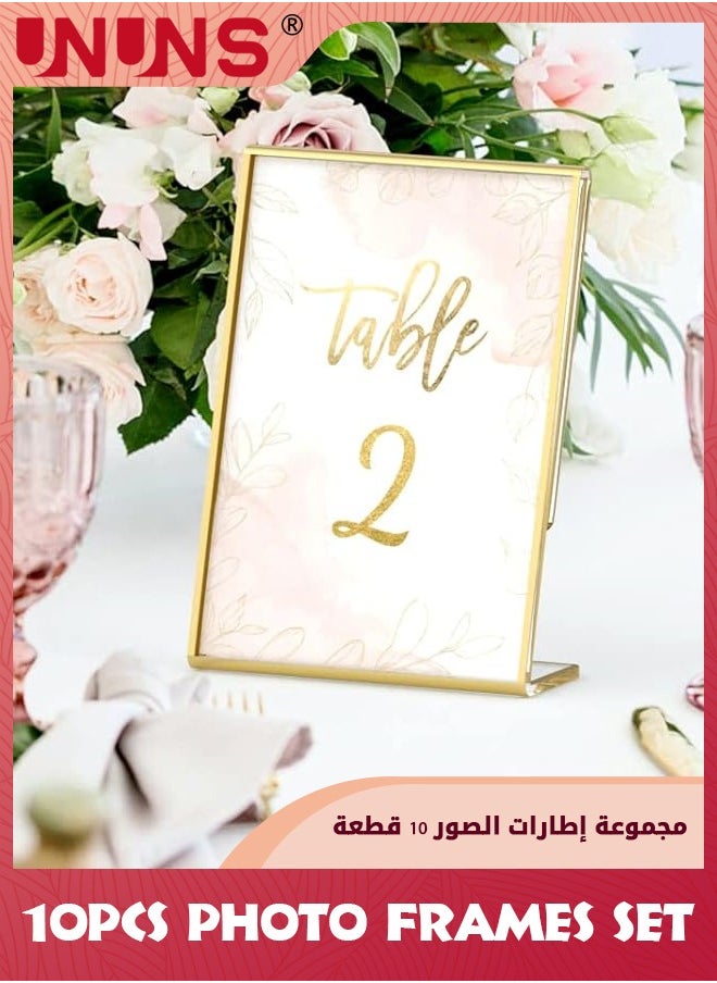UNUNS 6 Pack 5 x 7 Acrylic Gold Frame,Slanted Back Table Sign Holder For Wedding Table Numbers,Restaurant Signs,Photos and Art Display Visit the Store  - Image 2