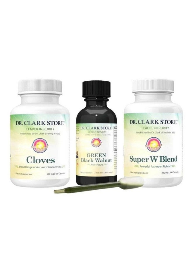 Dr Clark Store Intestine Support & Cleanse Kit - with Original Green Tincture from Black Walnut Hulls, Wormwood, and Cloves-Helps Maintain Optimum Intestinal Function - Image 1