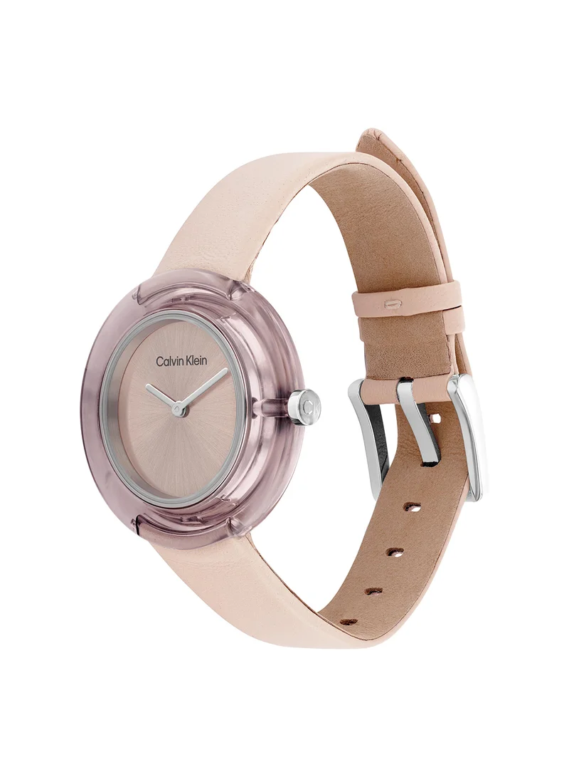 كالفن كلاين Circular Transparent Resin Analog Watch