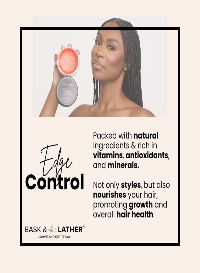 BASK & LATHER Strong Hold Edge Control Gel with Castor Oil, Non-Greasy, Non-Flaking, No White Cast, Long Lasting, Supports Hair Growth, Natural Formula, For All Hair Types, 5.3 Fl Oz - Image 2