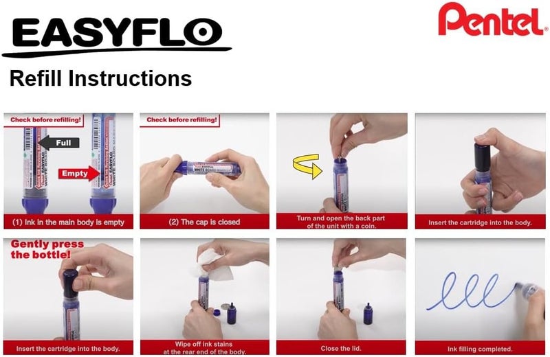 بنتل عبوة حبر قابلة لإعادة التعبئة لقلم السبورة البيضاء إيزي فلو من بينتيل - أزرق - Image 2
