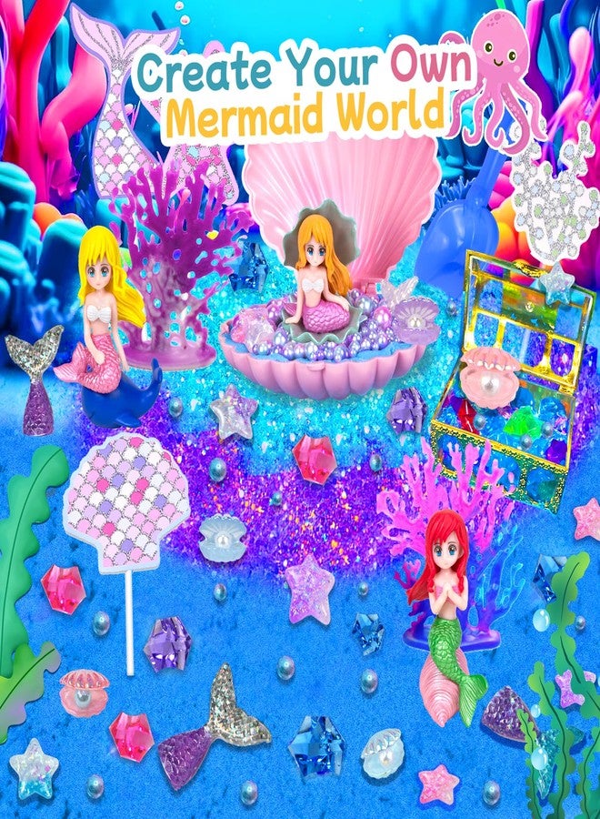Ynanimery Mermaid Sensory Bin, Play Sand Art Kit with Sandbox & Accessories & Tools & Colorful Sea Shell Conch Starfish Gems Toys Set, Indoor Outdoor Pretend Play Beach Toy Birthday for Girls Boys 3 4 5 6 7 8 - Image 3