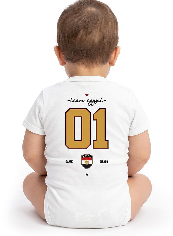 Nurtur FIFA Egypt Football Printed Unisex Baby Onesie, Little Champion Teddy Graphic, Soft Cotton Infant Bodysuit - White - Image 4