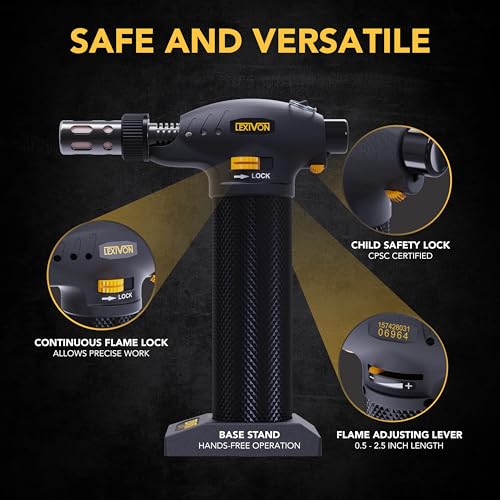 LEXIVON Butane Torch Multi-Function Kit | Premium Self-Igniting Soldering Station with Adjustable Flame | Pro Grade 125-Watt Equivalent (LX-771) - Image 5