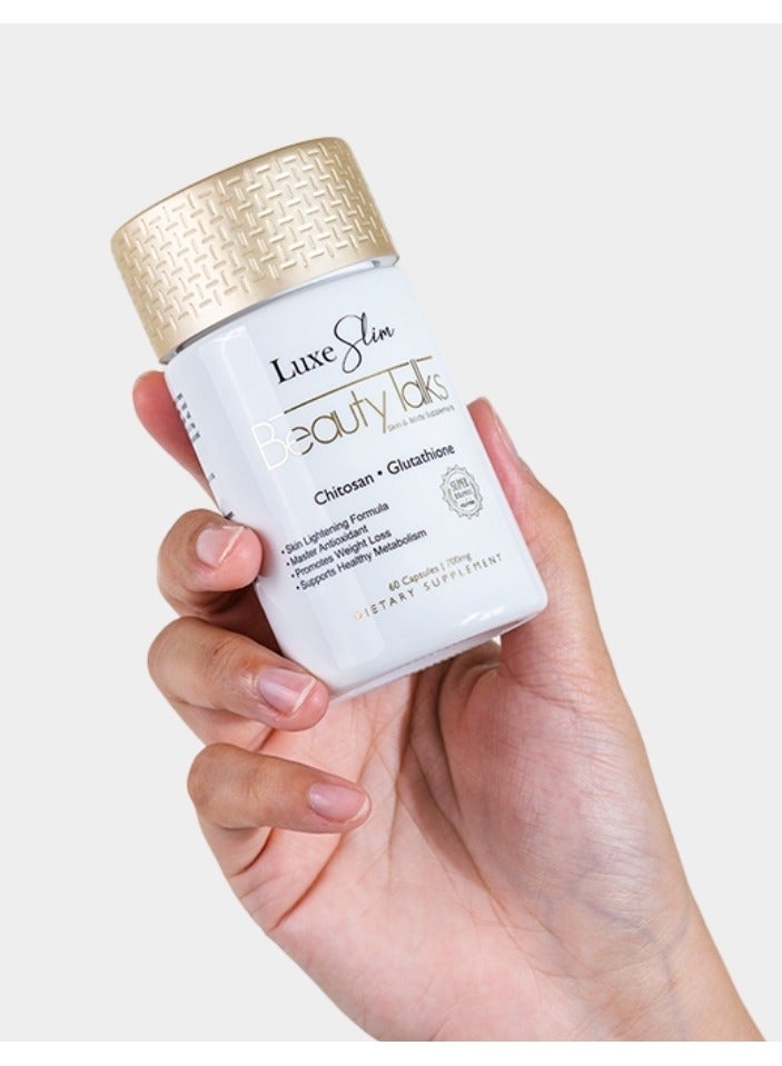 لوكس سكين بيوتي توكس - مكملات غذائية للبشرة والجسم - الشيتوزان + الجلوتاثيون 700 ملجم - 60 كبسولة - Image 2