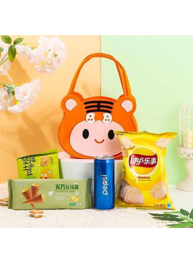 Cartoon Gift Bag Children's Doll Small Size Felt Gift Bag Full Moon Birthday Gift Bag Lunch Box Bag-Colour:Yellow  - Image 4