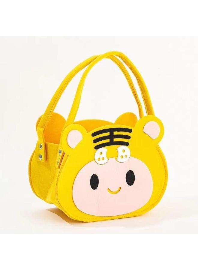 Cartoon Gift Bag Children's Doll Small Size Felt Gift Bag Full Moon Birthday Gift Bag Lunch Box Bag-Colour:Yellow  - Image 1
