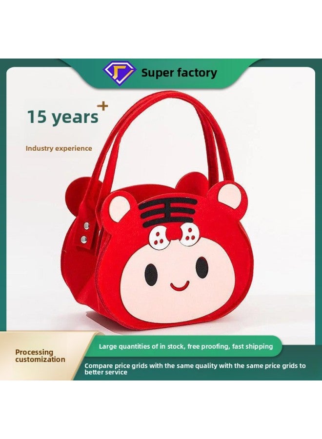 Cartoon Gift Bag Children's Doll Small Size Felt Gift Bag Full Moon Birthday Gift Bag Lunch Box Bag-Colour:Yellow  - Image 2