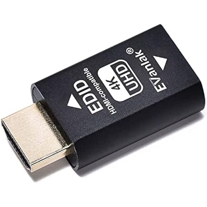EVanlak HDMI EDID EMULATOR PASSTHROUGH 3RD GENERRTION PREMIUM ALUMINUM ELIMINATED EMULATOR ADAPTER WORK WITH MAC THUNDERBOLT TO HDMI SWITCHES/EXTENDER/AV RECEIVER/VIDEO SPLITTERS 4K 3840X2160@60H - Image 1