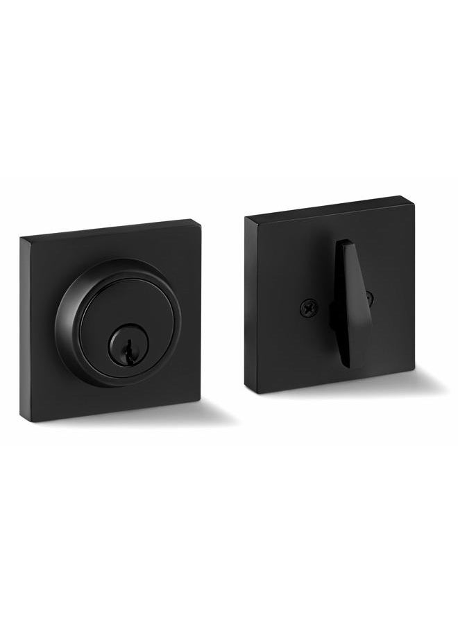 Berlin Modisch Single Cylinder Deadbolt Lock Slim Square for Front Door Modern Contemporary High Security Heavy Duty – Iron Black Finish - Image 1