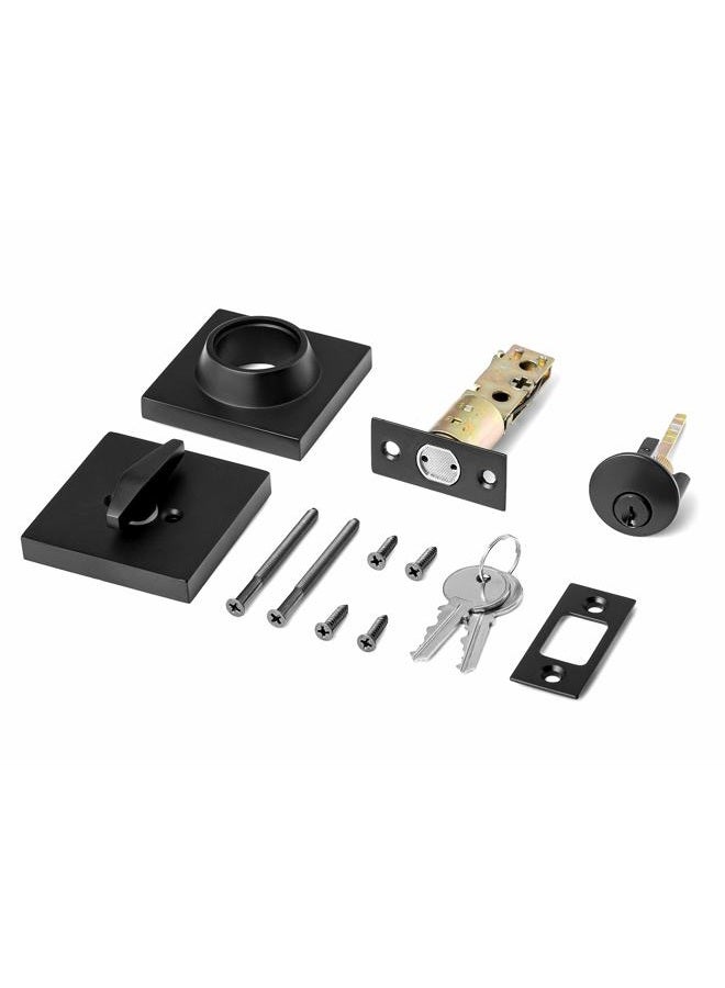 Berlin Modisch Single Cylinder Deadbolt Lock Slim Square for Front Door Modern Contemporary High Security Heavy Duty – Iron Black Finish - Image 4