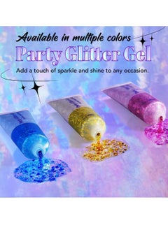 IKZEE 50ml Party Glitter Gel for Face Body and Hair Long Lasting Hight Pigmented Easy Apply Party Holographic Body Glitter Gel for Hair Ears Lip Nails Body and Neck Makeup Color 05  - Image 5