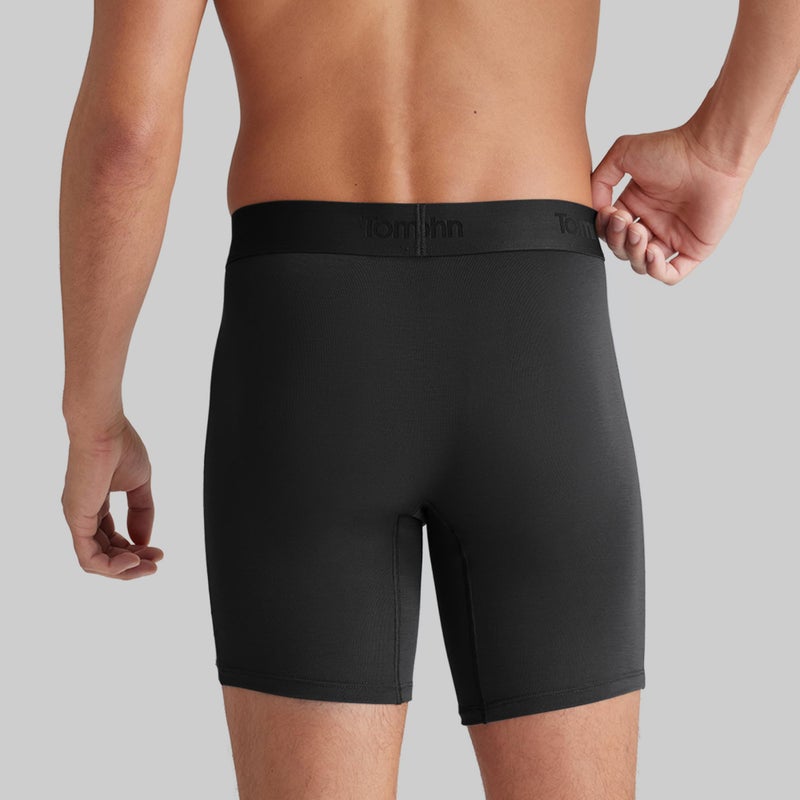 Tommy John Men's Second Skin 6" Boxer Briefs â€“ No Ride-Up, Soft, Breathable, Quick-Dry Mesh Underwear for Daily Wear - Black - Large - Image 3