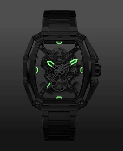 CIGA Design Z Series Hunter Automatic Mechanical Watch, in-House Caliber CD-07, Three-Layered Octagonal Tonneau, Tapered H-Link Steel Bracelet, Waterproof Timepiece Gifts for Men and Women, Carbon - Image 3