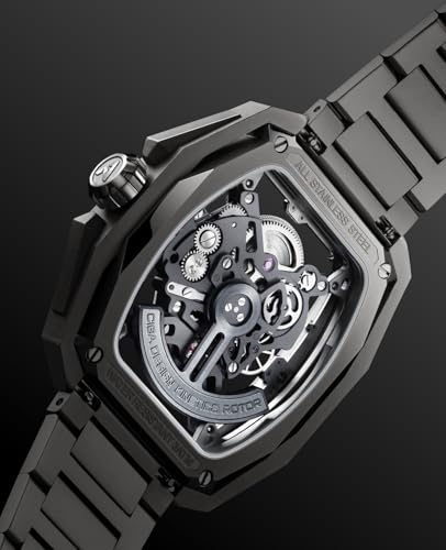 CIGA Design Z Series Hunter Automatic Mechanical Watch, in-House Caliber CD-07, Three-Layered Octagonal Tonneau, Tapered H-Link Steel Bracelet, Waterproof Timepiece Gifts for Men and Women, Carbon - Image 5
