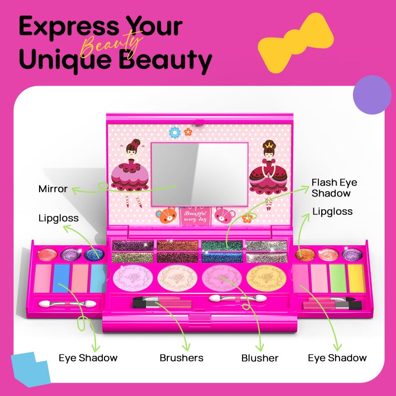 Tomons Kids Makeup Kit for Girl Real Washable Cosmetic Toy Beauty Set, Birthday Toys Gift for 3 4 5 6 7 8 9 10 Year Girls - Image 3