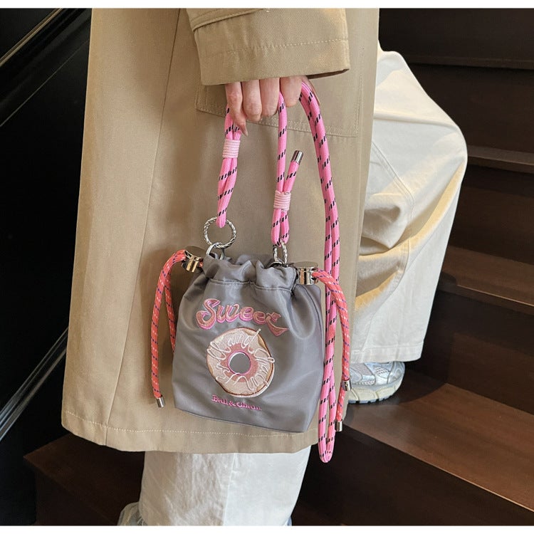 Embroidered Nylon Mini Hobo Bag - Image 1