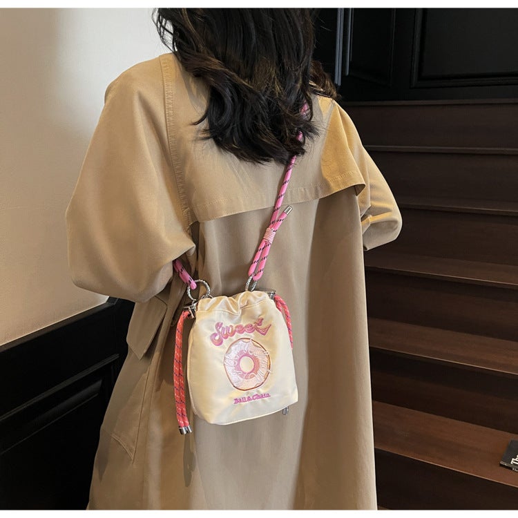 Embroidered Nylon Mini Hobo Bag - Image 4