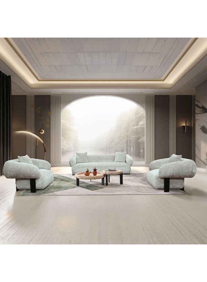 DANUBE HOME Trinity Fabric 3 Seater Sofa Modern Design Three Seat Sofas Comfortable Living Room Furniture L242Xw98Xh76Cm - Beige - Image 1