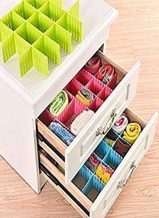 SITSRA Drawer Divider 12 Pieces Adjustable Interlocking Plastic Separator Strips, Grid Closet Organizer for Wardrobe, Cabinet & Storage Drawers, (30cm-Multi Color) - Image 2