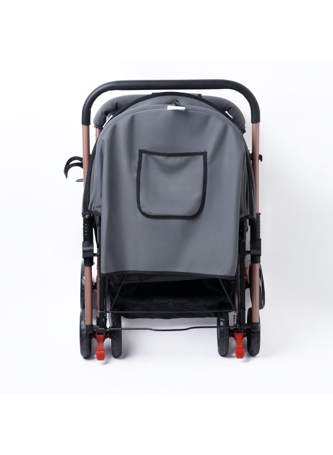 molody Baby Stroller – Reversible Seat, Full Canopy, Big Basket & Cup Holder – Dark Grey - Image 4