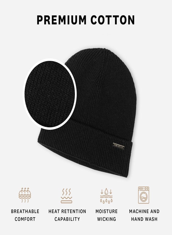 Revony 100% Cotton Men’s Skull Beanie – Soft, Structured, Everyday Comfort Black - Image 3