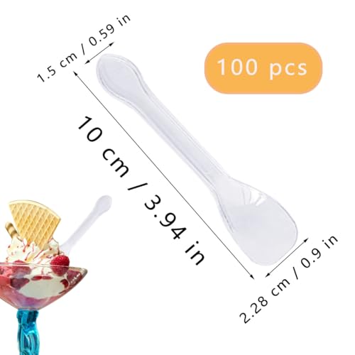 Zucosue 100pcs Individually Wrapped Mini Plastic Spoons, Restaurant-Grade Clear Tasting Spoons for Ice Cream, Yogurt, Sampling (Food Safe, Bulk Pack) - Image 3