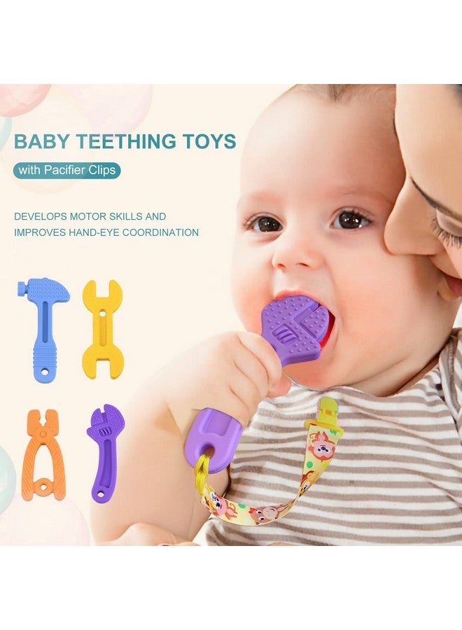 SJDSND Teething Toys For Babies 06 Months 612 Months Baby Teething Toys Silicone Baby Teether Toys Baby Chew Toys Molar Teether Hammer Wrench Spanner Pliers Shape Teething Toys For Boys Girls - Image 4