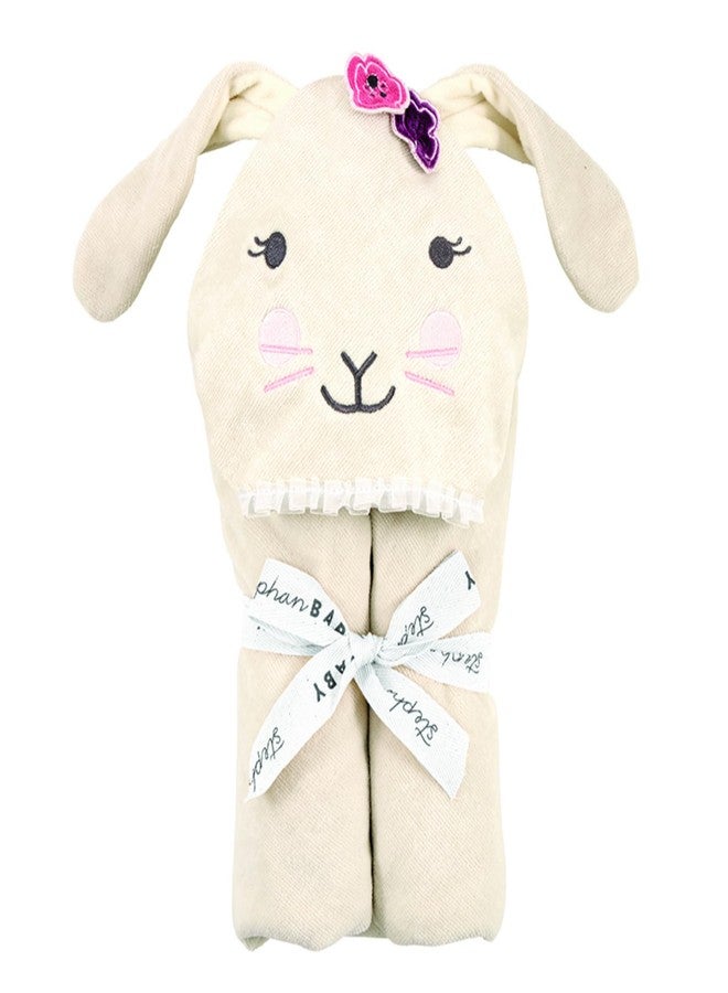 Stephan Baby منشفة ستيفان بيبي ذات غطاء رأس - 100% قطن بتصميم حيوانات ممتع للأطفال والرضع، 31" مربع، أرنب - Image 2