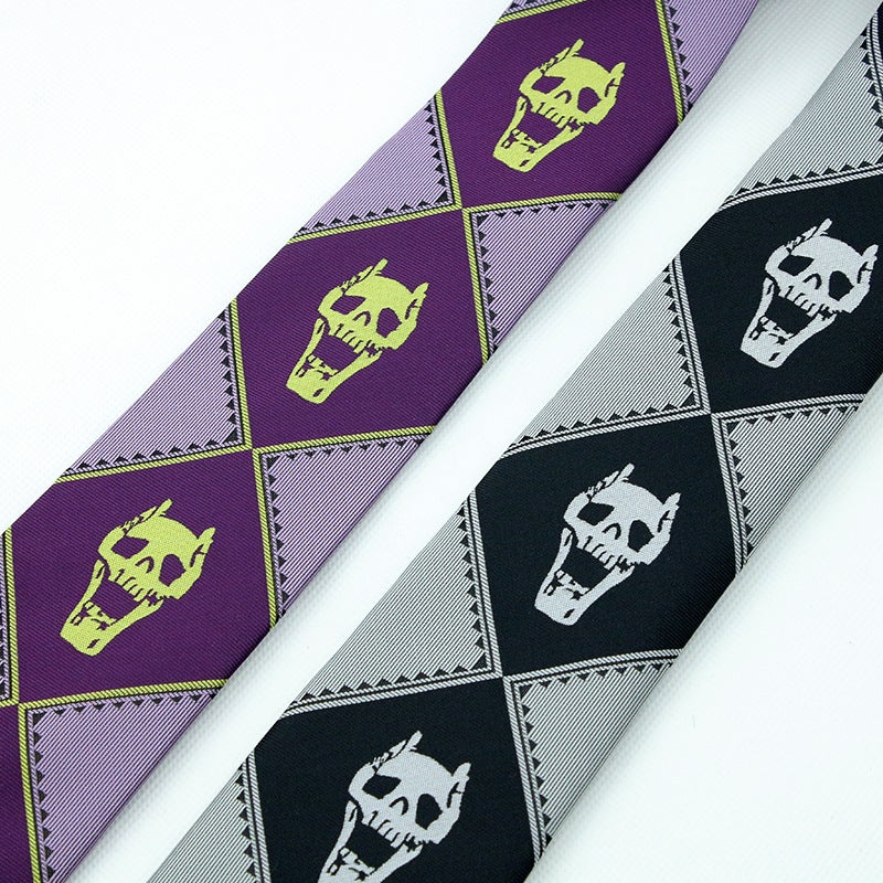 JOJO Anime Tie Cosplay Skull Black Grey Purple Black