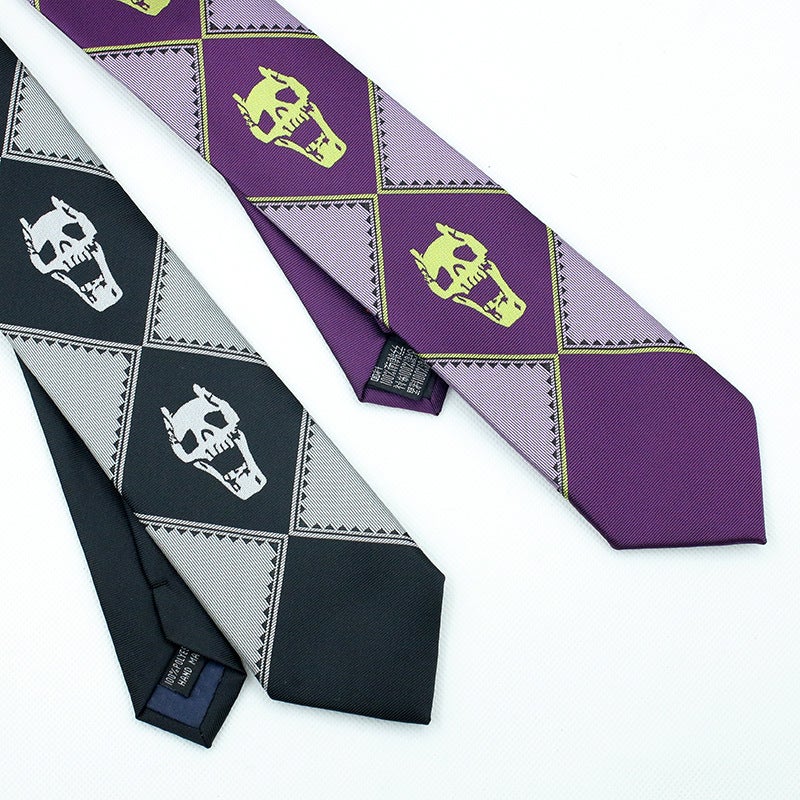 JOJO Anime Tie Cosplay Skull Black Grey Purple Black
