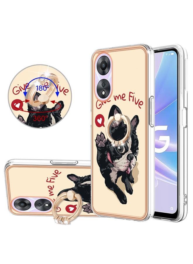 S-TOP Case For OPPO A78 / A58 Electroplating Dual-side IMD Phone Case with Ring Holder - Image 1