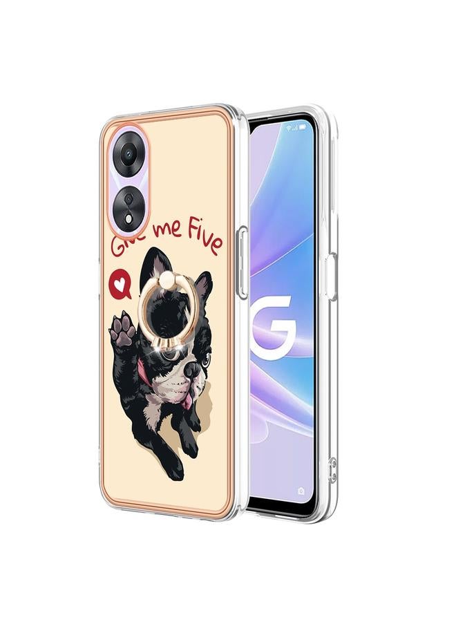 S-TOP Case For OPPO A78 / A58 Electroplating Dual-side IMD Phone Case with Ring Holder - Image 2