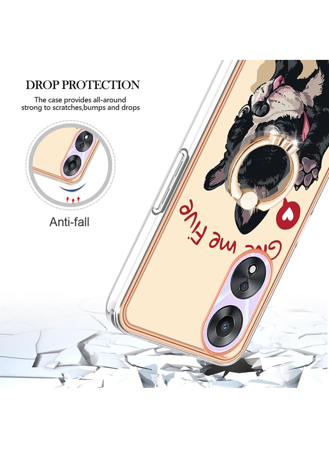 S-TOP Case For OPPO A78 / A58 Electroplating Dual-side IMD Phone Case with Ring Holder - Image 4