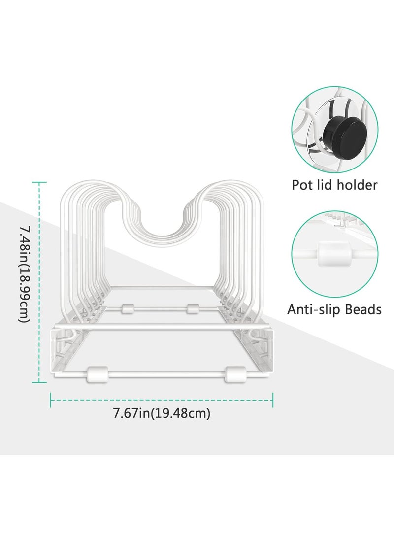 Generic Expandable Pans Organiser Rack Adjustable Pan Lid Holder with 10 Dividers Multi-Tier Kitchen Shelf  - Image 5