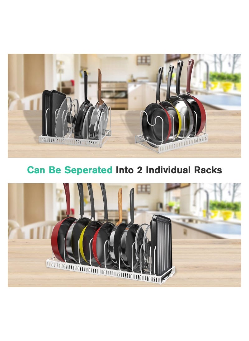 Generic Expandable Pans Organiser Rack Adjustable Pan Lid Holder with 10 Dividers Multi-Tier Kitchen Shelf  - Image 4
