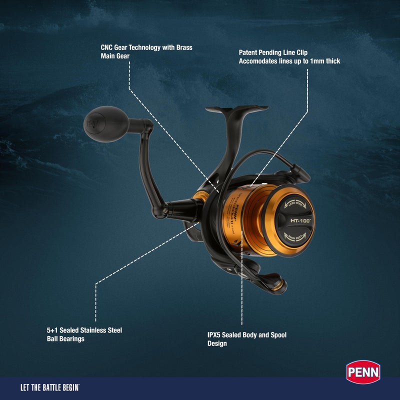 PENN Spinfisher VII 4500 Saltwater Spinning Reel, Right/Left Handle Position, IPX5 Seal, HT-100 Front Drag, Superline Spool, Precise CNC Gear Technology - Image 2