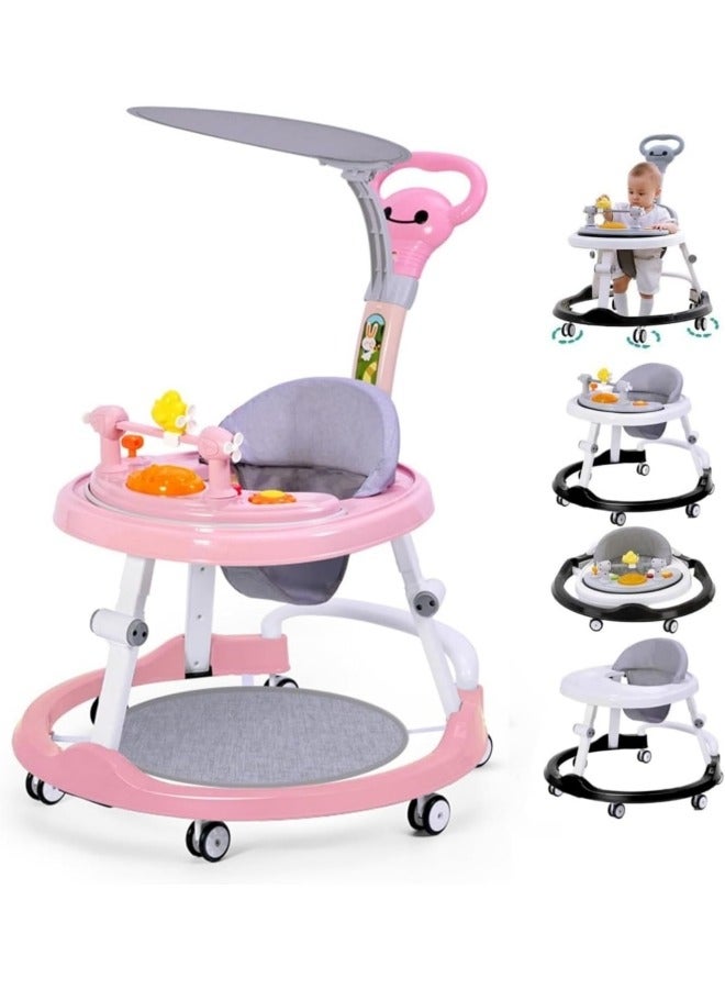 Baby Stroller Silent Wheel Anti o-shaped Leg Anti Fall Anti Rollover Walker Assistance Can Sit On A Handcart U-shaped with Music Disc And Foot Pad, Walking Short Push Handle and Adult Long Push Hand  - Image 1