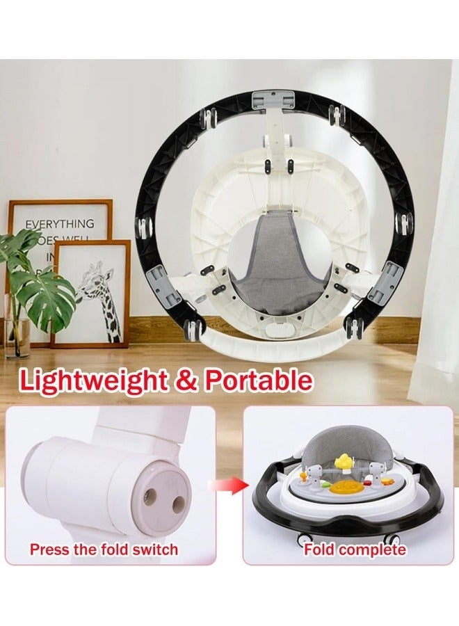 Baby Stroller Silent Wheel Anti o-shaped Leg Anti Fall Anti Rollover Walker Assistance Can Sit On A Handcart U-shaped with Music Disc And Foot Pad, Walking Short Push Handle and Adult Long Push Hand  - Image 5