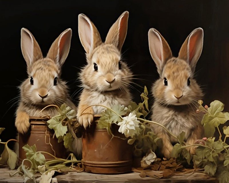 Clendo Vintage Bunny Paint by Numbers for Adults - Rabbit Adults Paint by Numbers Kits, DIY Paint by Number Acrylic Canvas Painting Art Kits for Home Decor 16x20 Inch (Without Frame) - Image 1