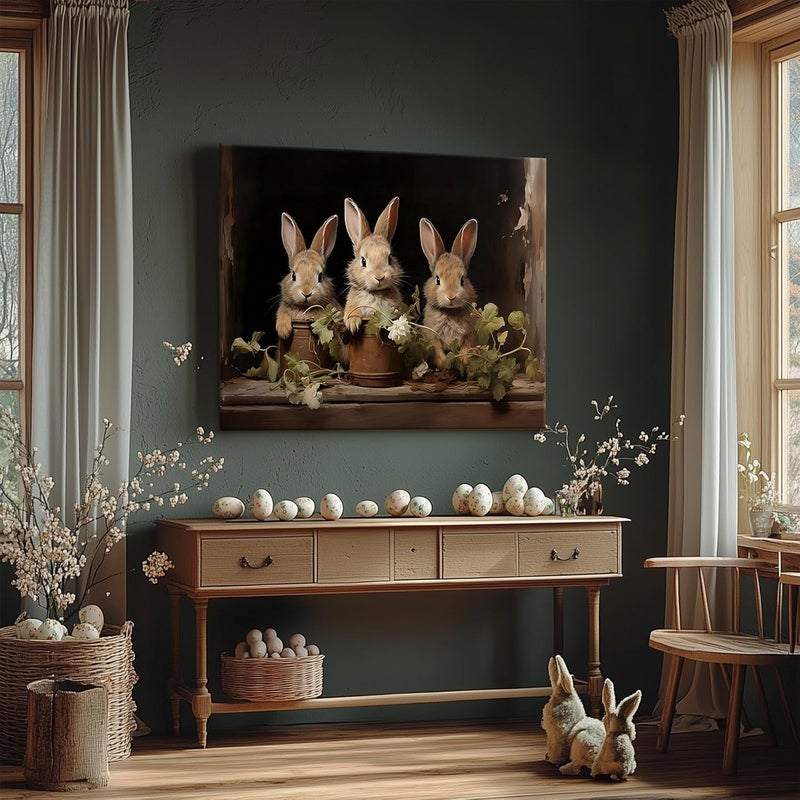 Clendo Vintage Bunny Paint by Numbers for Adults - Rabbit Adults Paint by Numbers Kits, DIY Paint by Number Acrylic Canvas Painting Art Kits for Home Decor 16x20 Inch (Without Frame) - Image 2
