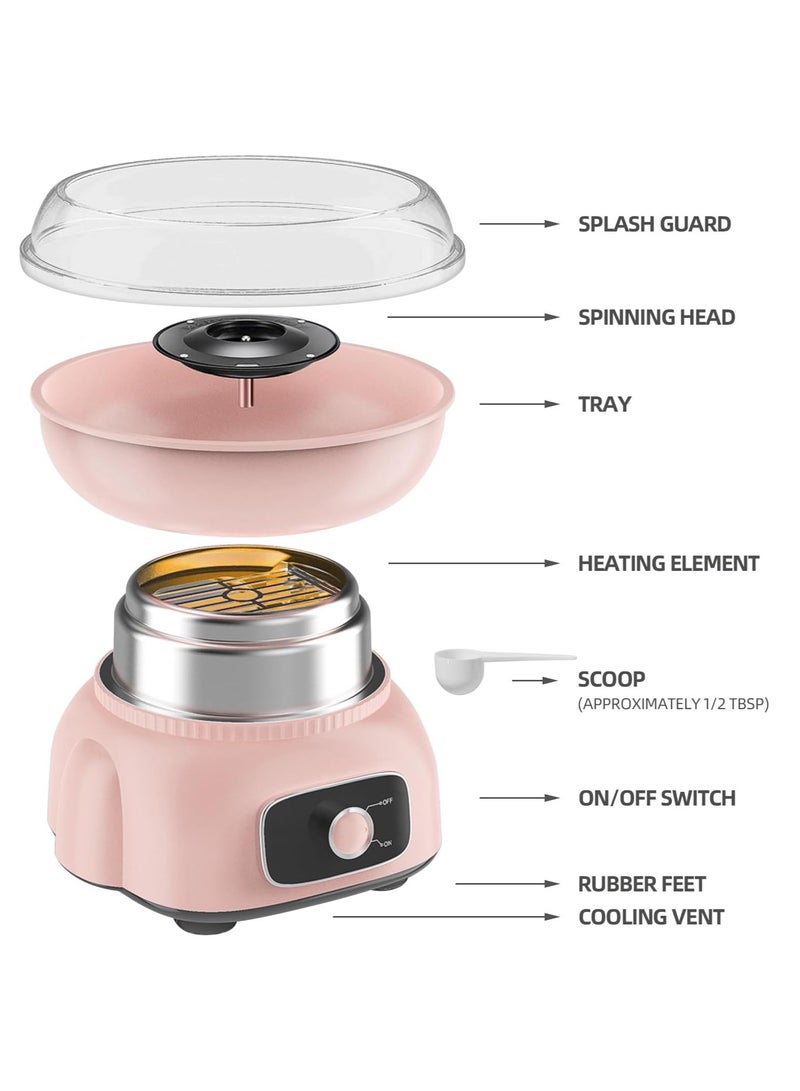 Cotton Candy Machine for Kids,Sugar Floss Maker Portable Cotton Candy Maker for Birthday and Party Gifts with 10 sticks and 1 Scoop (Pink) - Image 3