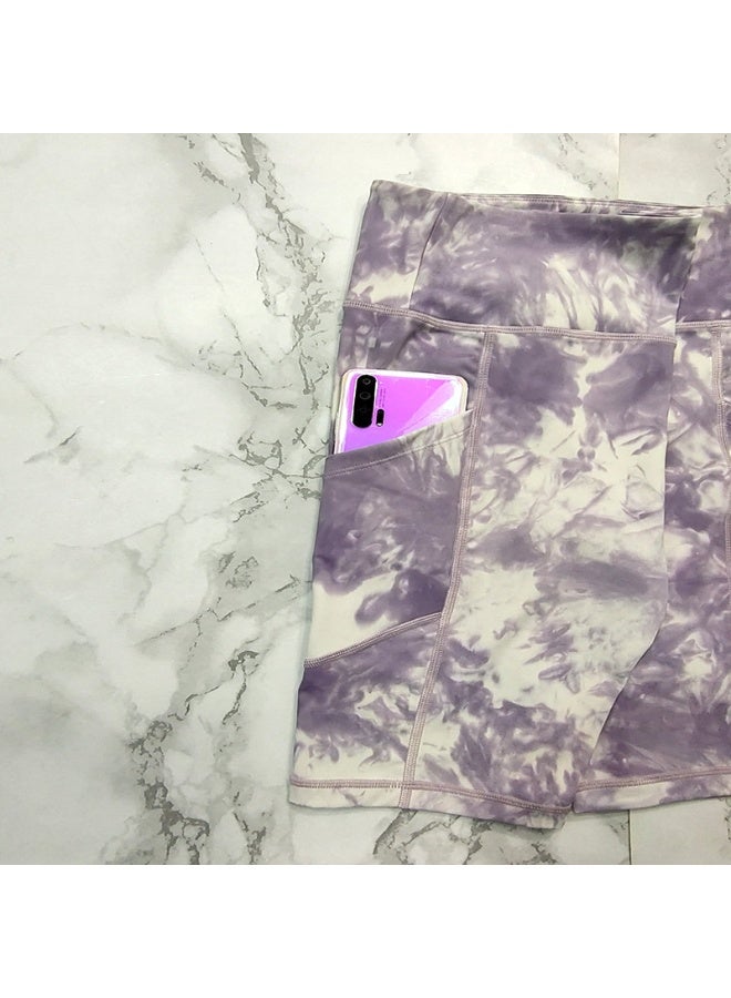 عام التعادل صبغ النساء الدراجات السراويل الرياضة اليوغا قصيرة طماق مع جيوب تشغيل رياضة اللياقة البدنية السراويل - Image 5