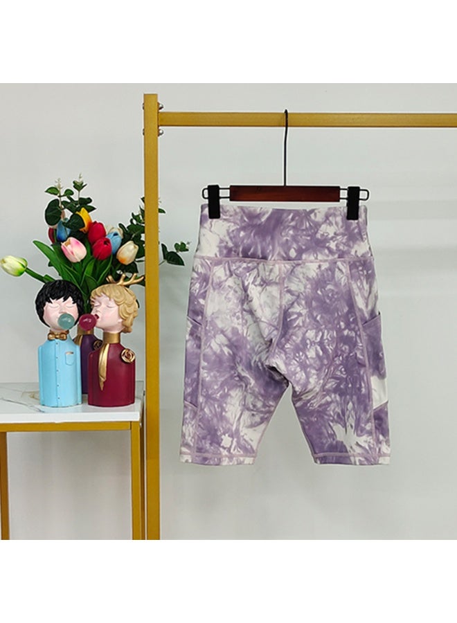 عام التعادل صبغ النساء الدراجات السراويل الرياضة اليوغا قصيرة طماق مع جيوب تشغيل رياضة اللياقة البدنية السراويل - Image 4